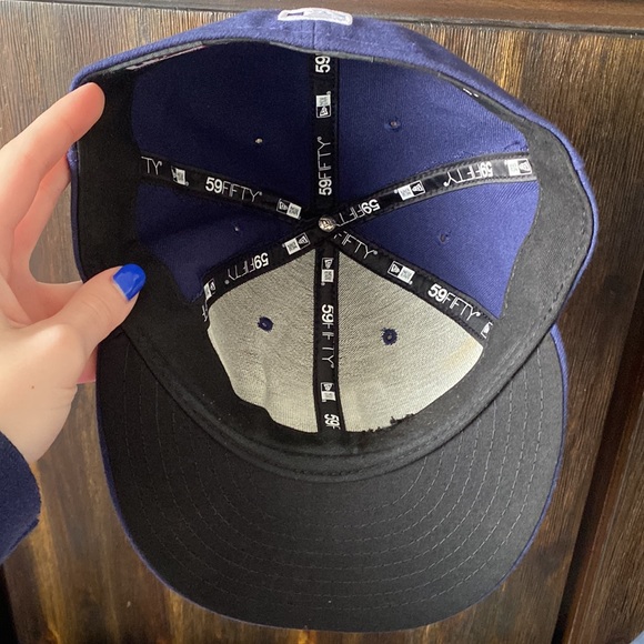 New Era 59 Fifty Tampa Bay Rays Blue & White Embroidered Baseball Hat Size 7 5/8 - Picture 6 of 8